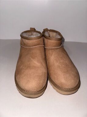 UGG WOMEN'S ULTRA MINI SUEDE SHEARLING LINED BOOTS